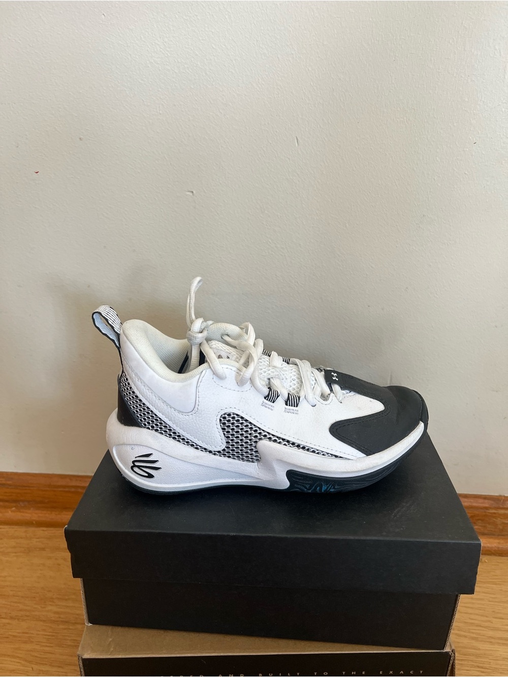Under Armour White and Black Kids' Sneakers